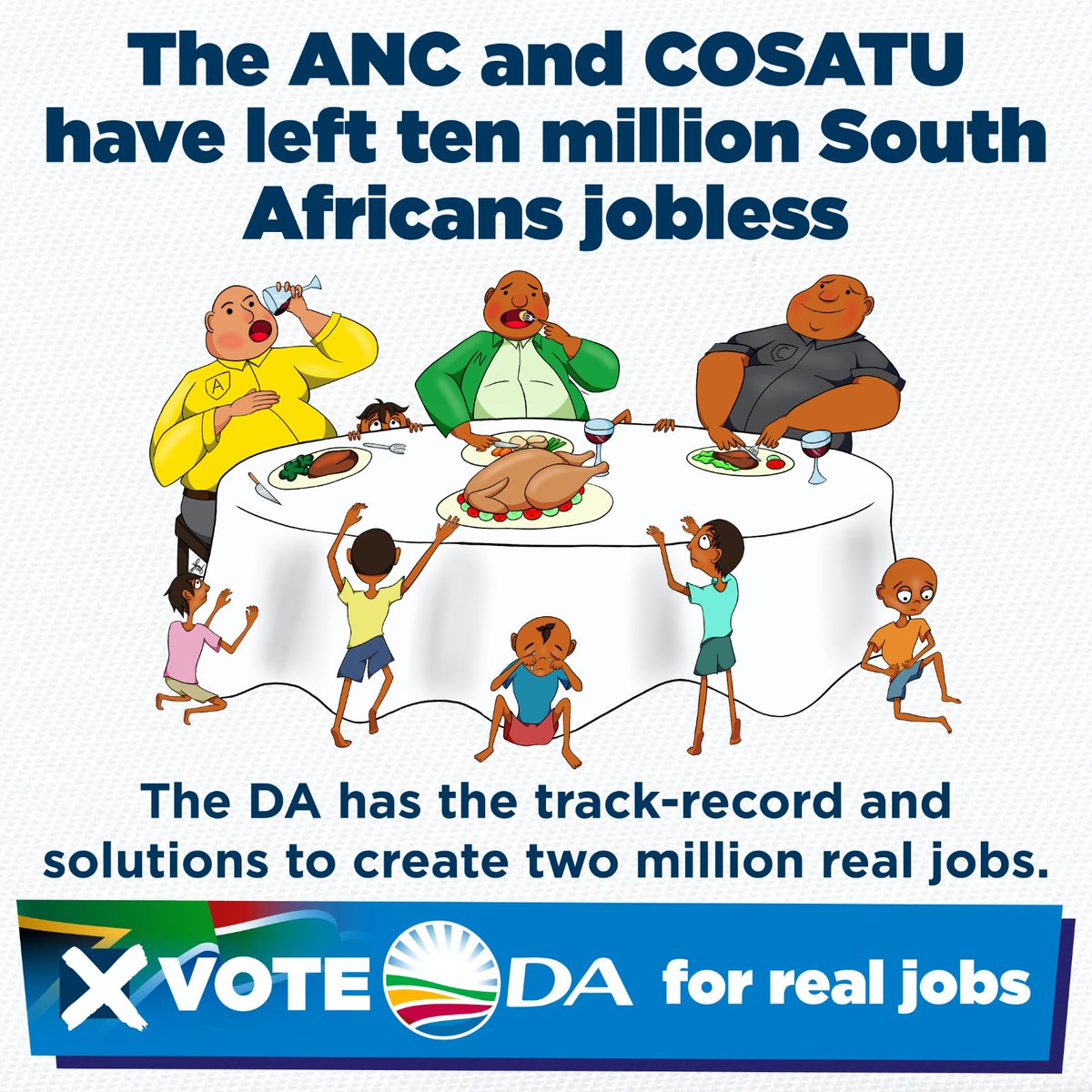 ✅ A strong DA can create more jobs, cut food prices, and stop ANC corruption. Vote DA on 29 May. Visit wheretovote.da.org.za #VoteDA #RescueSA