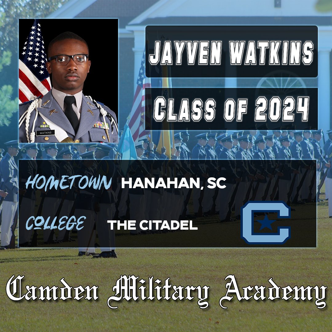 Congratulations to Cadet Jayven Watkins! #camdenmilitary #seniorspotlight