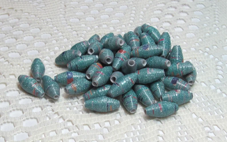 Paper Beads, Loose Handmade, Jewelry Making Supplies, Heavily Glittered, Blue etsy.me/3wJBfBB via @Etsy #glitterbeads #handmadebeads #jewelrymakingcomponents #jewelrymakingsupplies