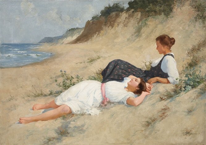 Hermann Seeger (1857 - 1945) Zwei Mädchen am Strand