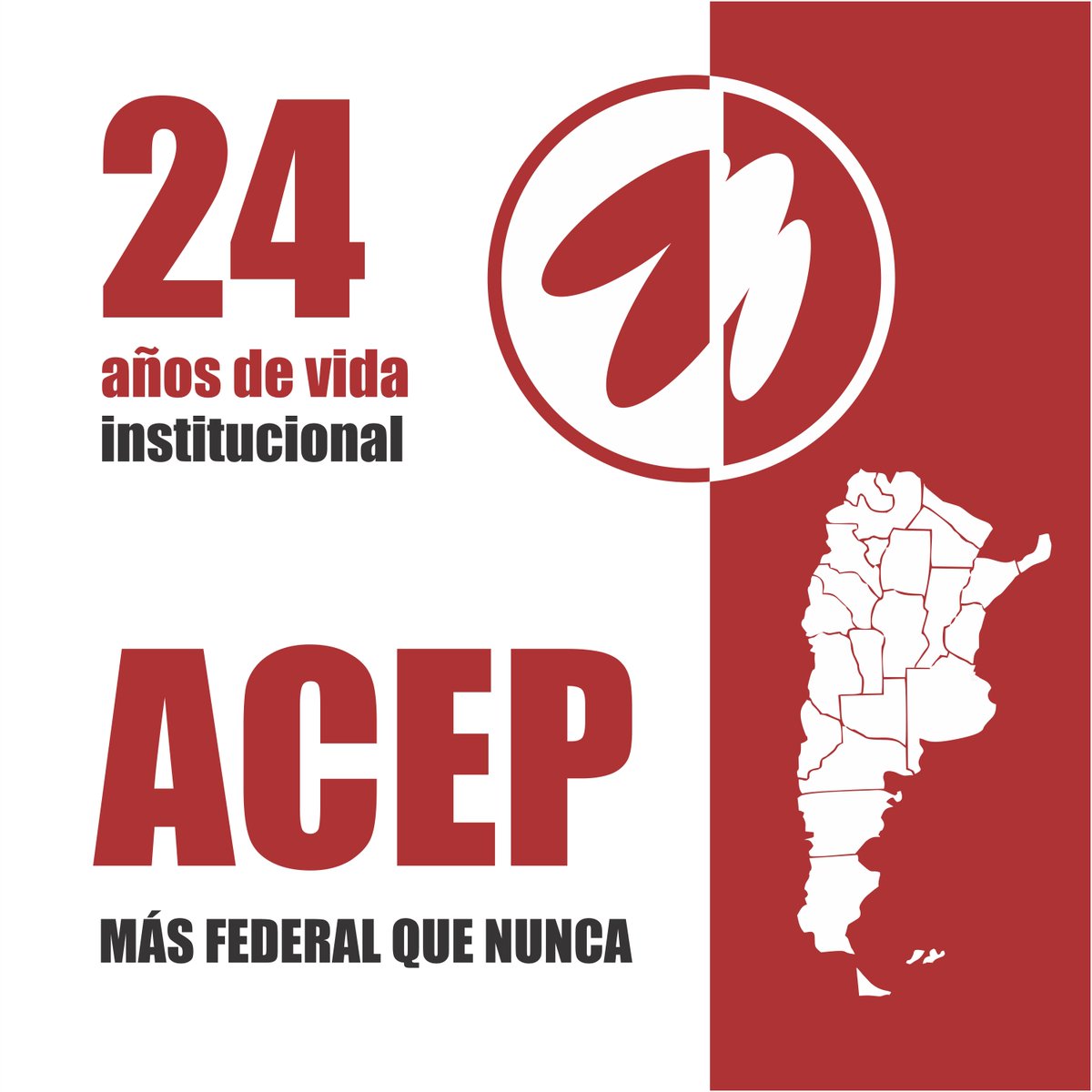 ¡Feliz 24º aniversario a nuestra gran familia acepiana! 🎉 Gracias a nuestros miembros y amigos en todo el país por su compromiso. Sigamos fortaleciendo la democracia juntos. ¡Por muchos más años de trabajo federal! 🍾🥂 #AniversarioACEP #Democracia