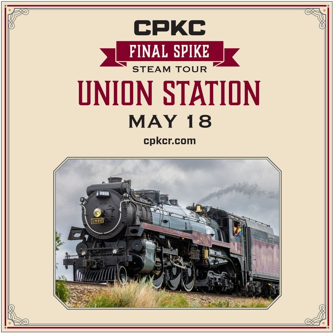 HAPPENING TODAY! Join us for an entire day of train-themed family fun as CPKC’s Final Spike Steam Tour rolls into Union Station from 12-5pm, and we celebrate with Train Day at Science City from 10am-5pm! buff.ly/3QRwaxQ