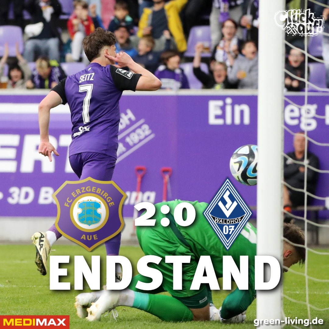 𝐇𝐄𝐈𝐌𝐒𝐈𝐄𝐆!💪🏼💜 Die #Veilchen gewinnen ihr letztes Heimspiel der Saison mit 2:0. Die Treffer erzielten Marvin #Stefaniak und Sean #Seitz!⚒️ #AUESVW #AUE #Kumpelverein