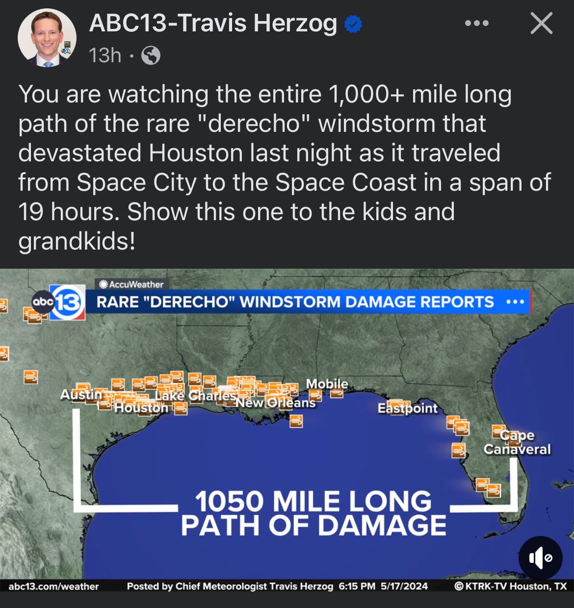 A derecho storm impacting over 1,000 miles of land is extremely rare. Labels and probabilities don’t matter to those affected. These storms should help us reflect on the little things that many lost. #Weather #Derecho #ExtremeWeather #Gratitude