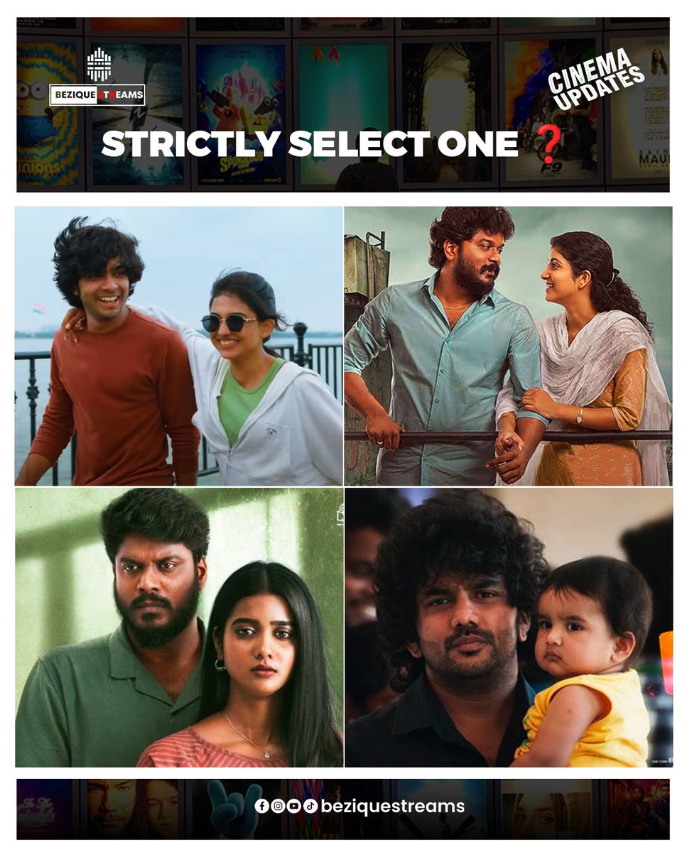 Strictly select ONE ❓

#beziquestreams #dada #lover #goodnight #premalu #kollywood #kollywoodcinema #kollywoodmovie #tamilmovie