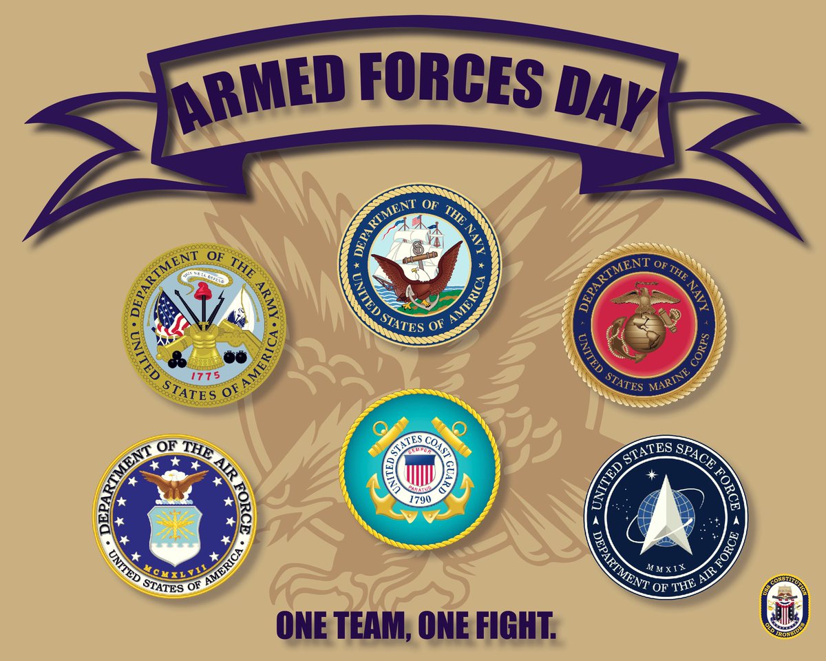 On Armed Forces Day, We honor the dedication and sacrifice of all service members from the Army, Navy, Air Force, Marine Corps, Space Force, Coast Guard, National Guard, and Reserve Forces. Thank you for your service. #armedforcesday #ussconstitution