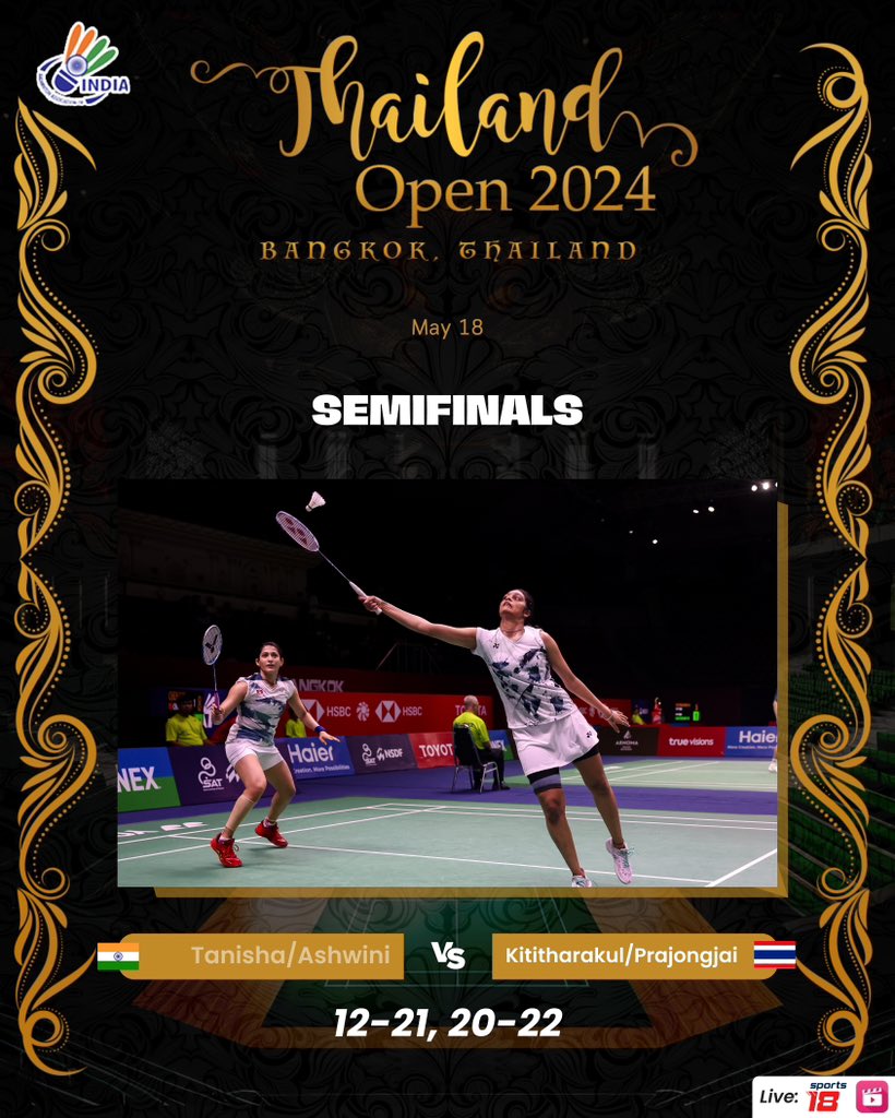 Tanisha-Ashwini’s fine run comes to an end but not without a brilliant fightback in that second game.  Well played champs! 📸: @badmintonphoto #ThailandOpen2024 #IndiaontheRise #Badminton