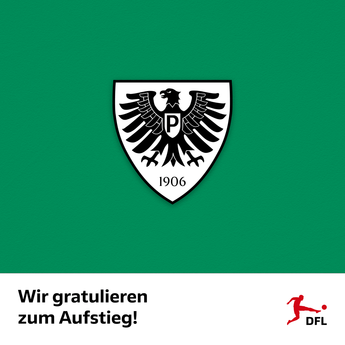 Herzlichen Glückwunsch zum Aufstieg in die 2. Bundesliga, @Preussen06! Die DFL gratuliert Preußen Münster zur Rückkehr in die zweithöchste deutsche Spielklasse sowie zum direkten Durchmarsch aus der Regionalliga West ➡️ dfl.de/de/aktuelles/g…