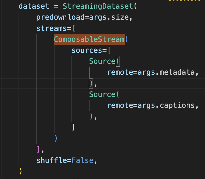 FranckWertel's tweet photo. @cloneofsimo @DbrxMosaicAI If you are already using the MDS format, we have implemented some features to add composability, pre-filtering, and on-the-fly filtering based on their streaming library.

https://t.co/QvmrTl3xWH

E.g (for composability): https://t.co/WMoL4EjTio