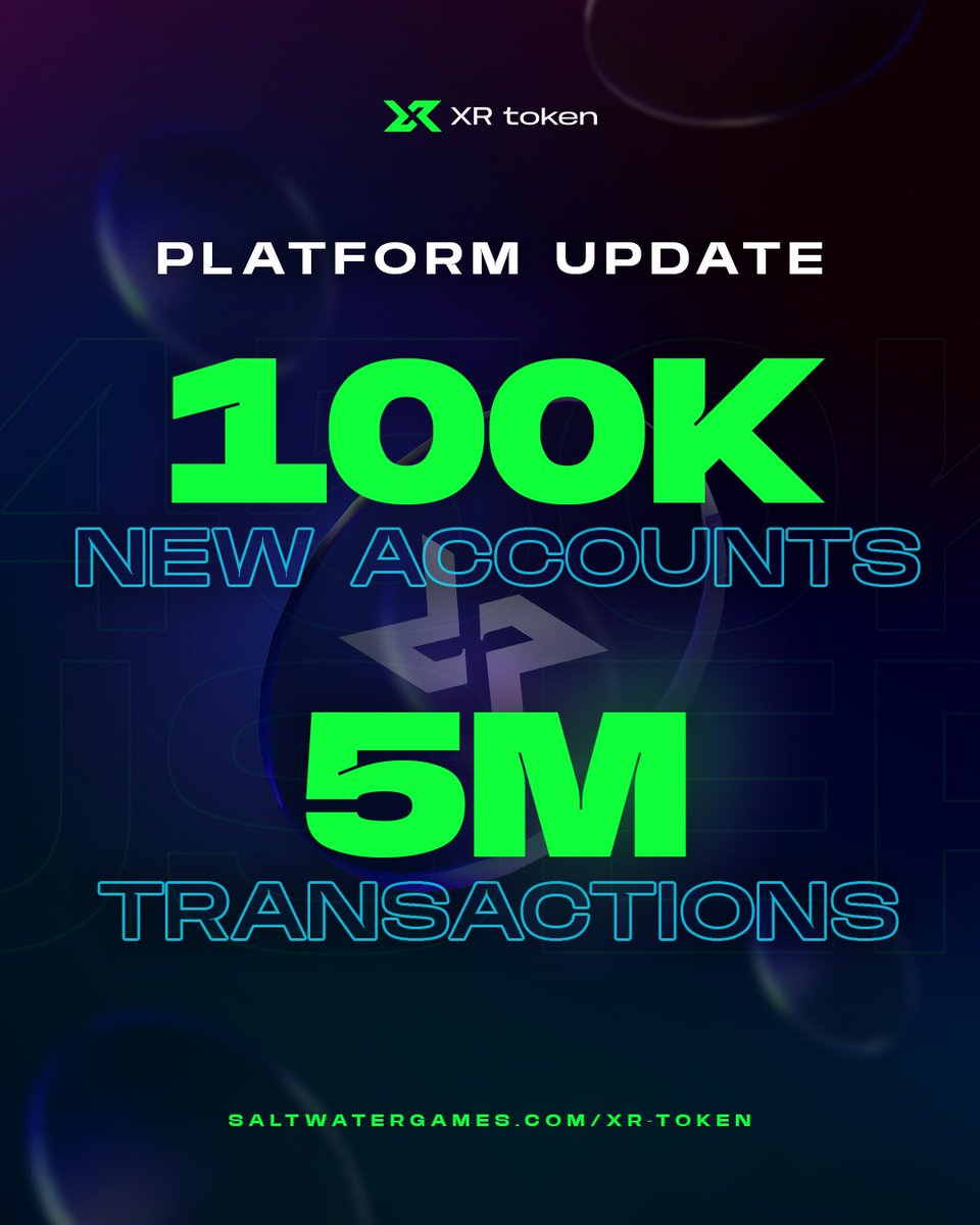 Our $XR Questing Platform has just reached a significant milestone! 100K new accounts have been created, with these users driving over 5 million on-chain transactions!

Don't miss out on your opportunity to earn $XR with daily quests on our platform. You can join here: