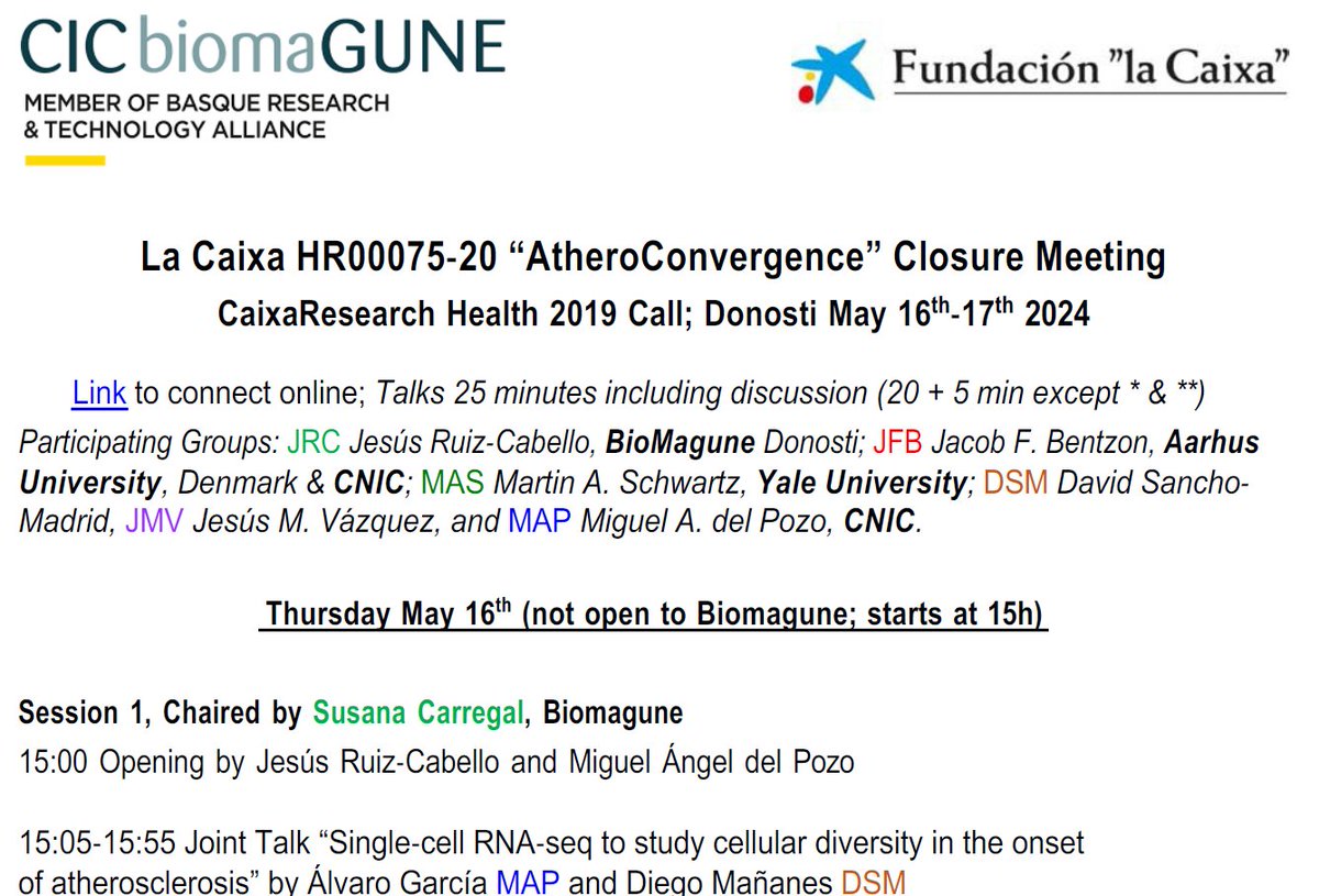 madelpozo67's tweet image. ... and, finally, huge thanks to local organizers @CarregalSusana, Dorleta Jiménez, all the @BiomagMfb 
@CICbiomaGUNE, and specially @ruizcabe👏👏👏
#AtheroConvergence @CaixaResearch @CaixaResearchCA @FundlaCaixa @CNIC_CARDIO @CICbiomaGUNE @donostia @Ayto_SS