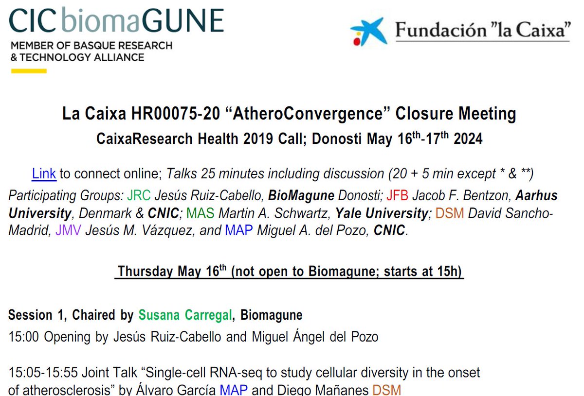 ... and, finally, huge thanks to local organizers @CarregalSusana, Dorleta Jiménez, all the @BiomagMfb @CICbiomaGUNE, and specially @ruizcabe👏👏👏 #AtheroConvergence @CaixaResearch @CaixaResearchCA @FundlaCaixa @CNIC_CARDIO @CICbiomaGUNE @donostia @Ayto_SS