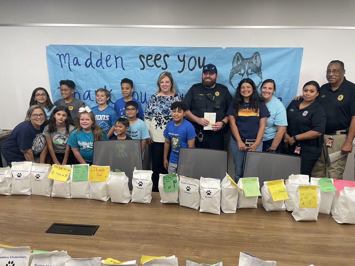 Paige Leiker, NBCT (@mrsleiker) on Twitter photo Our <a href="/CVME_Huskies/">Madden Elementary</a> Kindness Club, Student Council officers, Principal-Mrs. Durham, and sponsors were beyond honored to celebrate and thank our <a href="/FBISDPolice/">Fort Bend ISD Police Dept</a> for their service! Thank you <a href="/CVME4thgrade/">CVME 4th Grade</a> families for your generous donations to our “Snacks for Service”! <a href="/FortBendISD/">Fort Bend ISD</a> Our <a href="/CVME_Huskies/">Madden Elementary</a> Kindness Club, Student Council officers, Principal-Mrs. Durham, and sponsors were beyond honored to celebrate and thank our <a href="/FBISDPolice/">Fort Bend ISD Police Dept</a> for their service! Thank you <a href="/CVME4thgrade/">CVME 4th Grade</a> families for your generous donations to our “Snacks for Service”! <a href="/FortBendISD/">Fort Bend ISD</a>