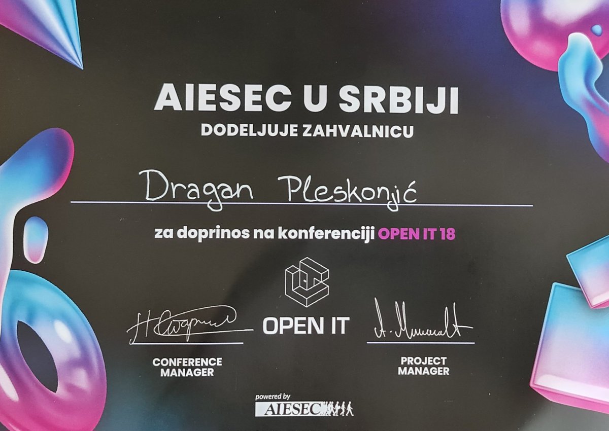 DPleskonjic's tweet image. #OPENIT #AIESEC #FON
