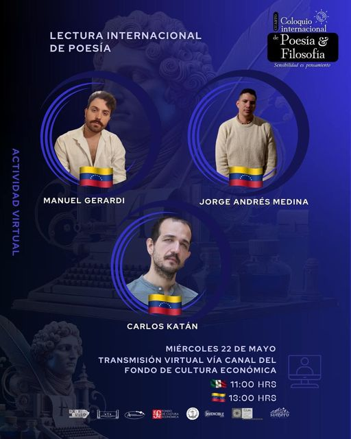 GiroscopioOrg's tweet photo. Compartimos la invitación de Poesía &amp; Filosofía en la que participarán miembros distinguidos de la Escuela de Filosofía Universidad Central de Venezuela: Manuel Gerardi, Carlos Katán y Jorge Andres Medina, filósofos y poetas galardonados internacionalmente. https://t.co/FvciqvHsBT