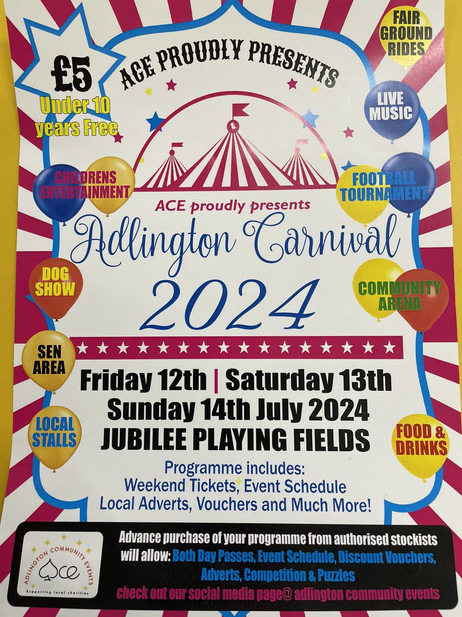 We will be going around the village over the next few weeks asking local businesses to display one of our posters, if you would be happy to do so please email adlingtoncomunityevents@gmail.com and a member of our team will call in and see you