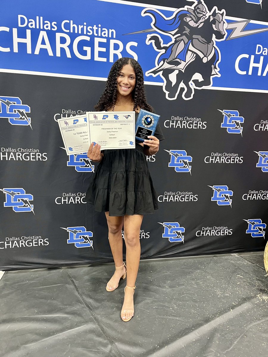 Thank you @DCSChargers softball for the best freshman season! Honored to be awarded 🏅1st Team All District 🏅Freshman of the Year 🏅Outstanding Hitter @ROCOgameday @TAPPSSoftball @TAPPSbiz @aldreyrincones @LeeVelazquez06 @TexasGlory2026 @CSA_Athletes