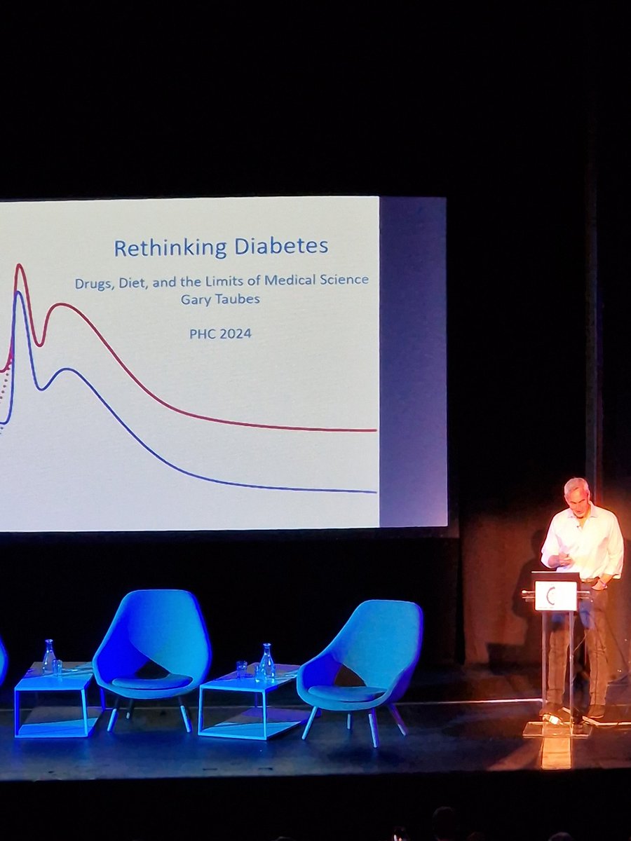 The storied @garytaubes kicked things off. Doctors in early 20th century didn't differentiate between T1 and T2 diabetes - ALL went on insulin even though 90% don't need it, and could cause death. They gave them carbs to be safe, particularly with children. Dr. Bernstein had a