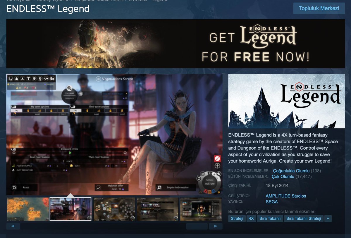 🛎️ SEGA'nın sıra tabanlı strateji oyunu Endless Legend, Steam'de ücretsiz oldu. 23 Mayıs saat 20.00'ye kadar kütüphanenize ekleyebilirsiniz ⏳