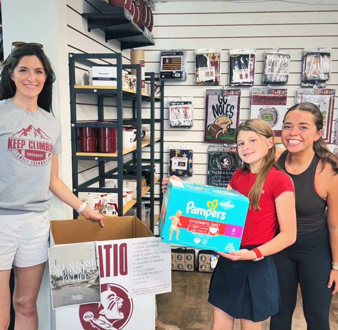 KeepClimbingff's tweet image. Getting donations started @garnetandgold! Do some shopping this weekend and drop off items in need for those hit the hardest by last week’s tornadoes (toiletries, diapers, lice kits, TP, laundry detergent, diapers, and gift cards to local grocery stores)