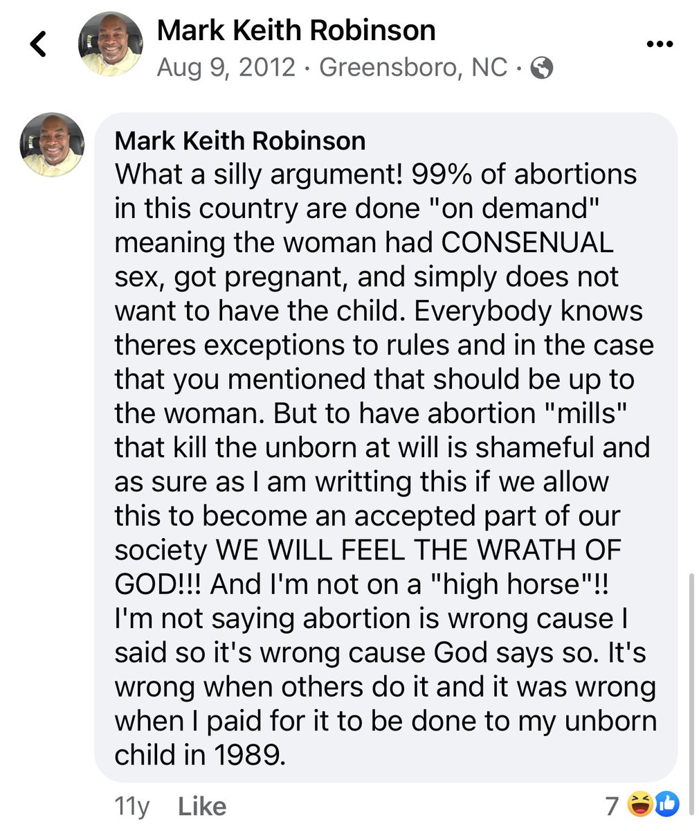 Sacrifice to Baal? Huh? 😳 Mark Robinson’s bonkers views on abortion are not in line with the majority of North Carolinians, and his hypocrisy after paying for his girlfriend to have one is just stunning. Vote @JoshStein_ in November. #ncpol