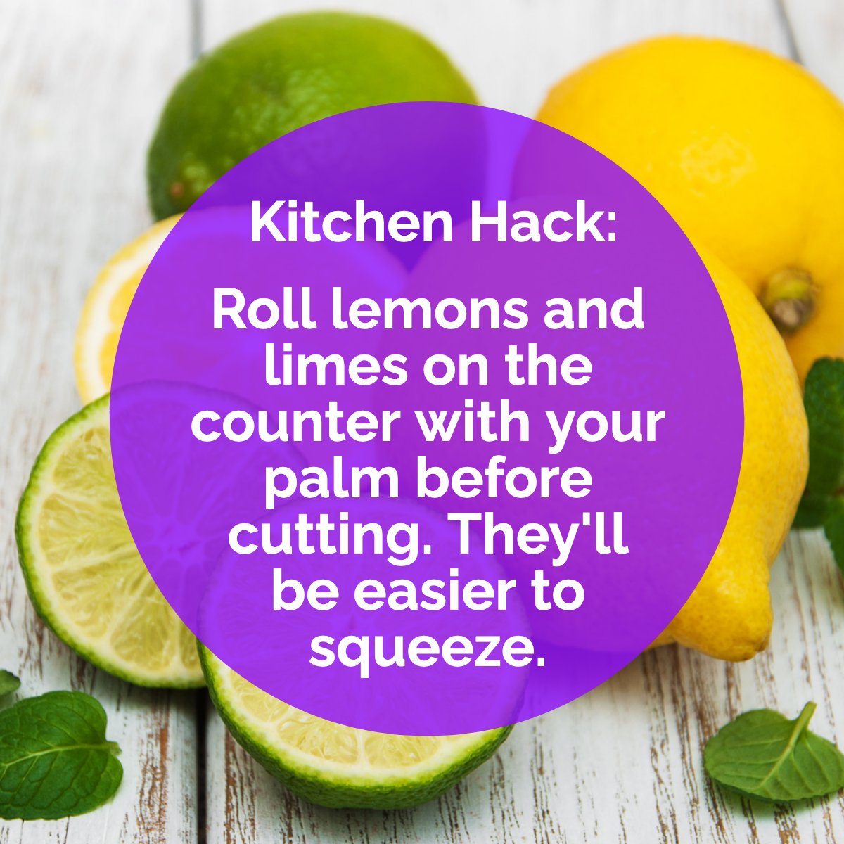 When life gives you lemons 🍋 (or limes)... Roll them on the counter with your palm to soften them up before cutting. They'll be easier to squeeze 💦 (and you'll get a good workout!) Do you have a favorite #lifehack? Drop it in the comments! #lemons #lemon