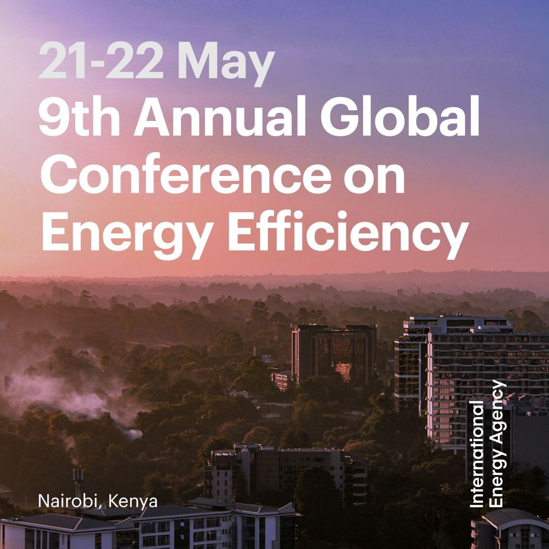 In just 3️⃣ days, global energy & climate leaders will convene at our Global Conference on Energy Efficiency in Nairobi 🇰🇪 They’ll address how to drive momentum towards the global goal of doubling efficiency progress by 2030 — agreed on at COP28 ➡️ iea.li/3V6Vfrn