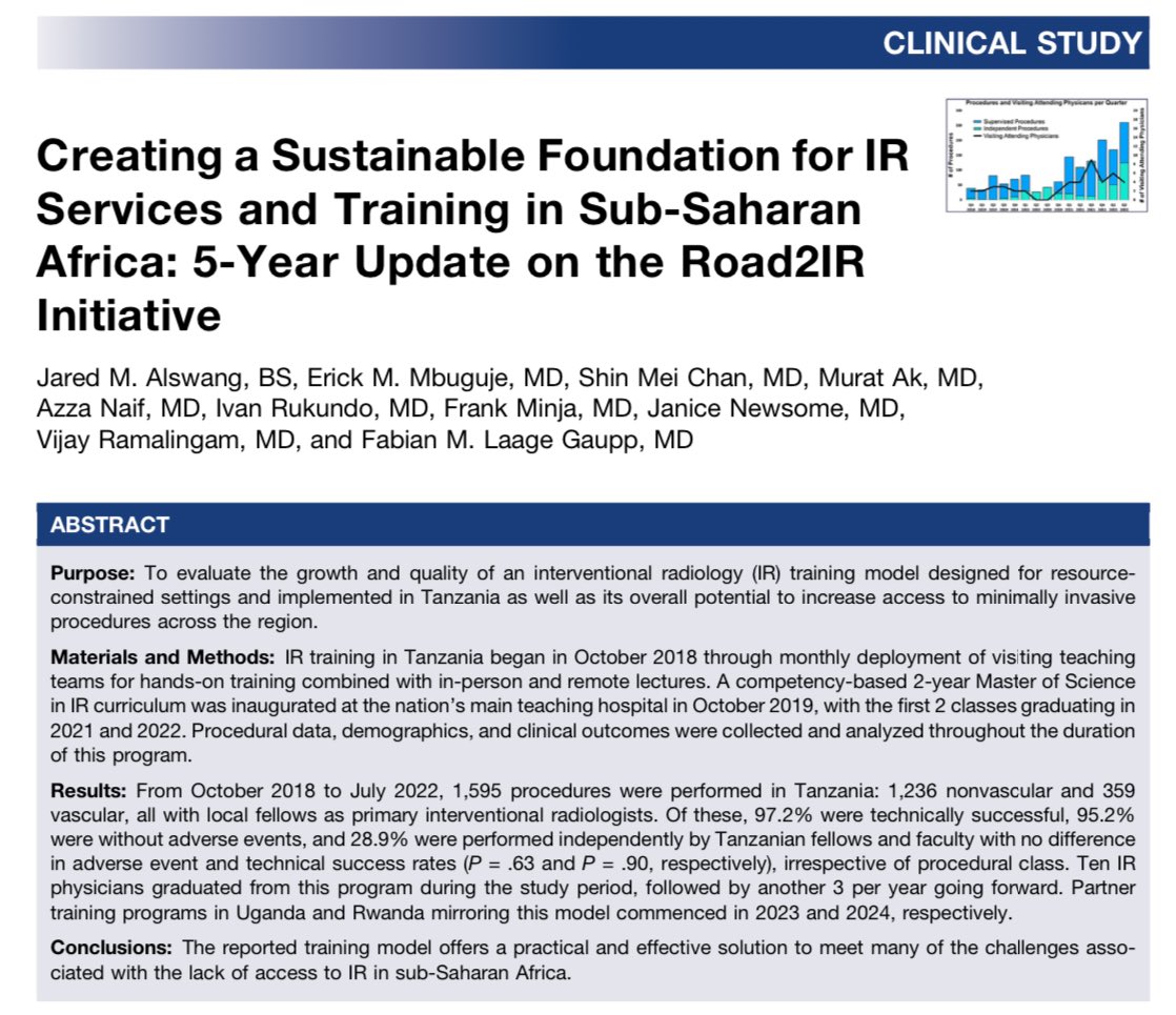 Major apreesh <a href="/JVIRmedia/">JVIR</a> for publishing our 5 year Tanzania 🇹🇿 IR update! This article will go a long way in spreading this training model to other countries currently still lacking IR - of which there are many! 

Free access until 7/6/24 using this link: bit.ly/3wueH80