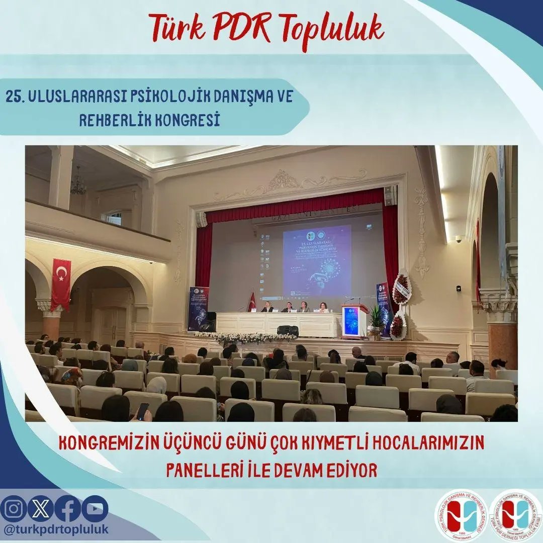 Kongremiz 5. Panelle devam ediyor. Konu: Pozitif Psikoloji: Masada tamam ama ya sahada? Moderatör: Prof. Dr. Şerife Işık Panelistler: Prof. Dr. Tahsin İlhan Doç. Dr. Tuğba Sarı Dr. Öğr. Üyesi Nazife Üzbe Atalay @turkpdrdernegi @mesutyldrm_pdr @PFurkanden