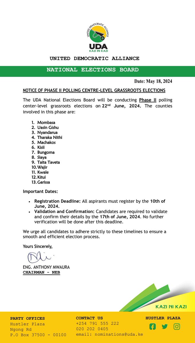 Notice: Phase II polling center level grassroots elections #UDAGrassrootsPolls