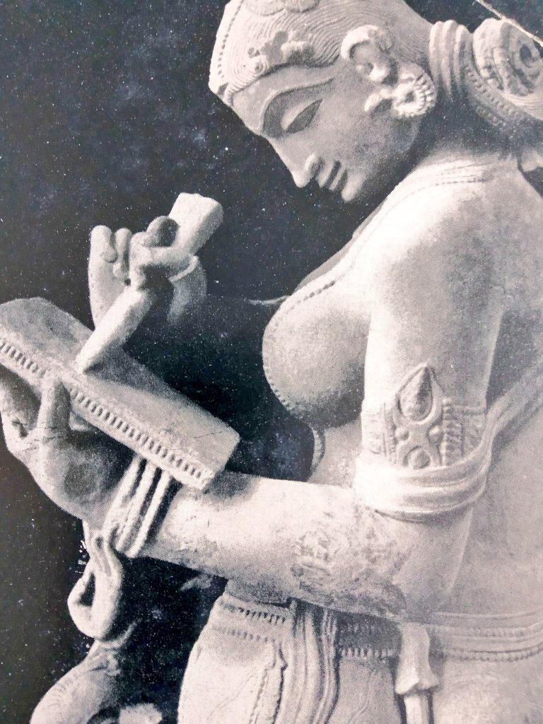 1000 Years Old Sculpture of Woman Writing Letter , Khajuraho