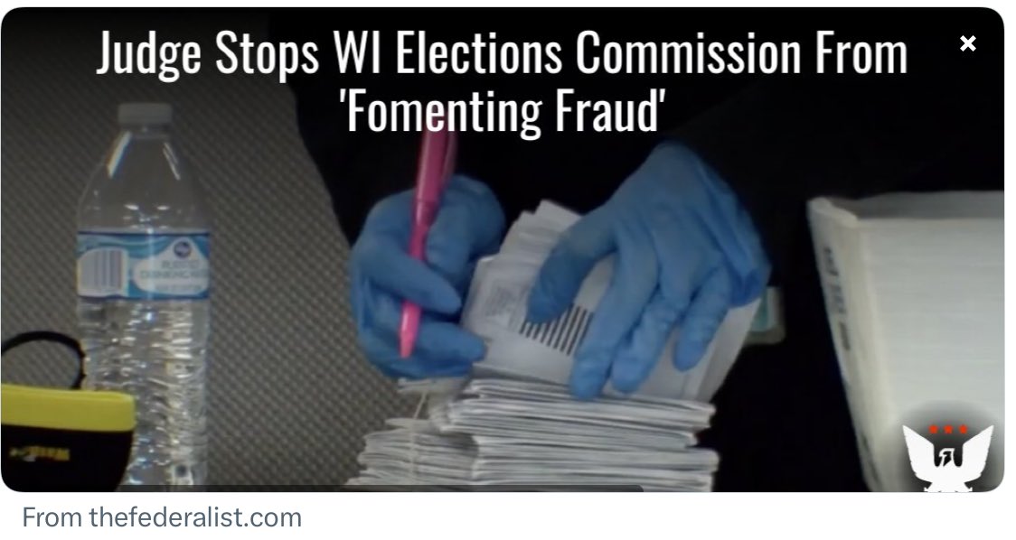 Wisconsin Judge Stops Elections Commission From ‘Fomenting Election Fraud’ - Issues Temporary Restraining Order thefederalist.com/2024/05/17/exc…