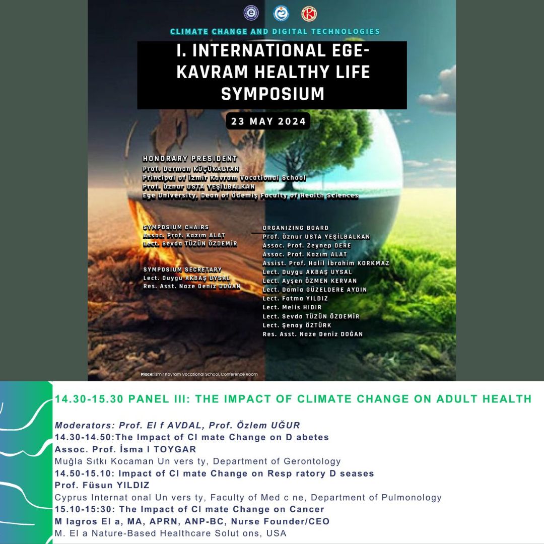 I'm pleased to be an invited panelist to the I. International Aegean-Concept Healthy Life Symposium in Turkey,  presenting an overview on the impact of wildfires on cancer care & control.
#nursetwitter #climatechange #wildfires #cancercare #globalhealth #environmentalhealth