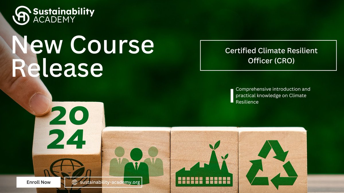 Enhance your career with the new Certified Climate Resilient Officer course from the Sustainability Academy! Stay ahead of climate regulations and make a real impact. Enroll now: [sustainability-academy.org/product/https-…] #Sustainability #ClimateResilience #GreenLeadership