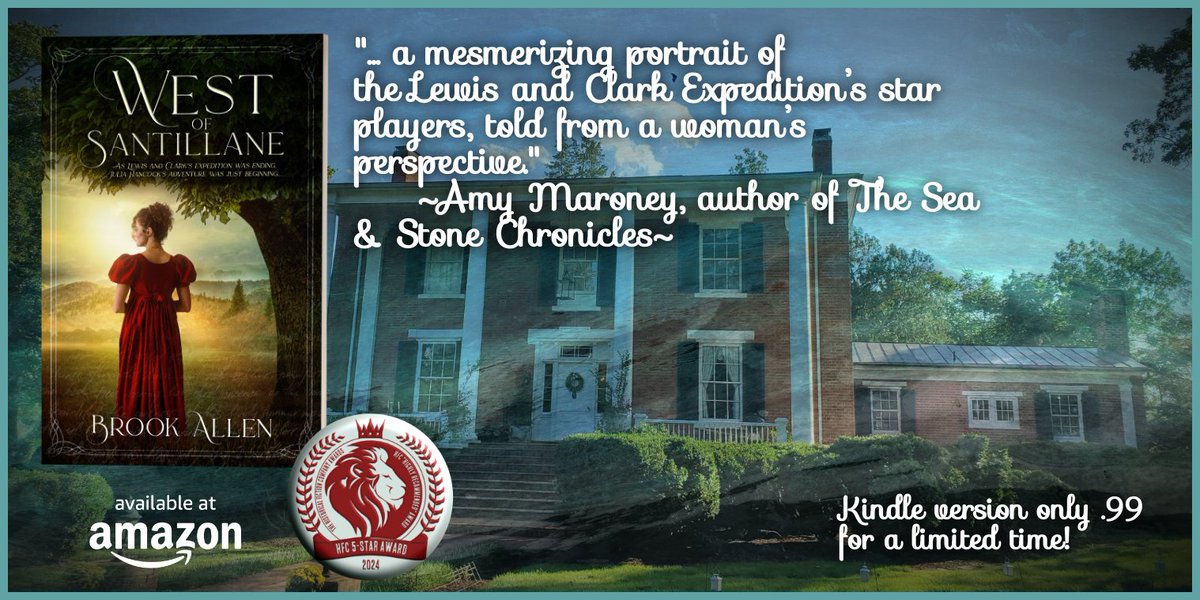 WEST OF SANTILLANE: The incredible, untold story of Julia Hancock. A girl who loved two men--one as her husband, the other like a brother. And those men were Lewis & Clark. amzn.to/48KZn3N #kindlebook #HistoryBuff #bookstweet #b #b #b #booksbooksbooks