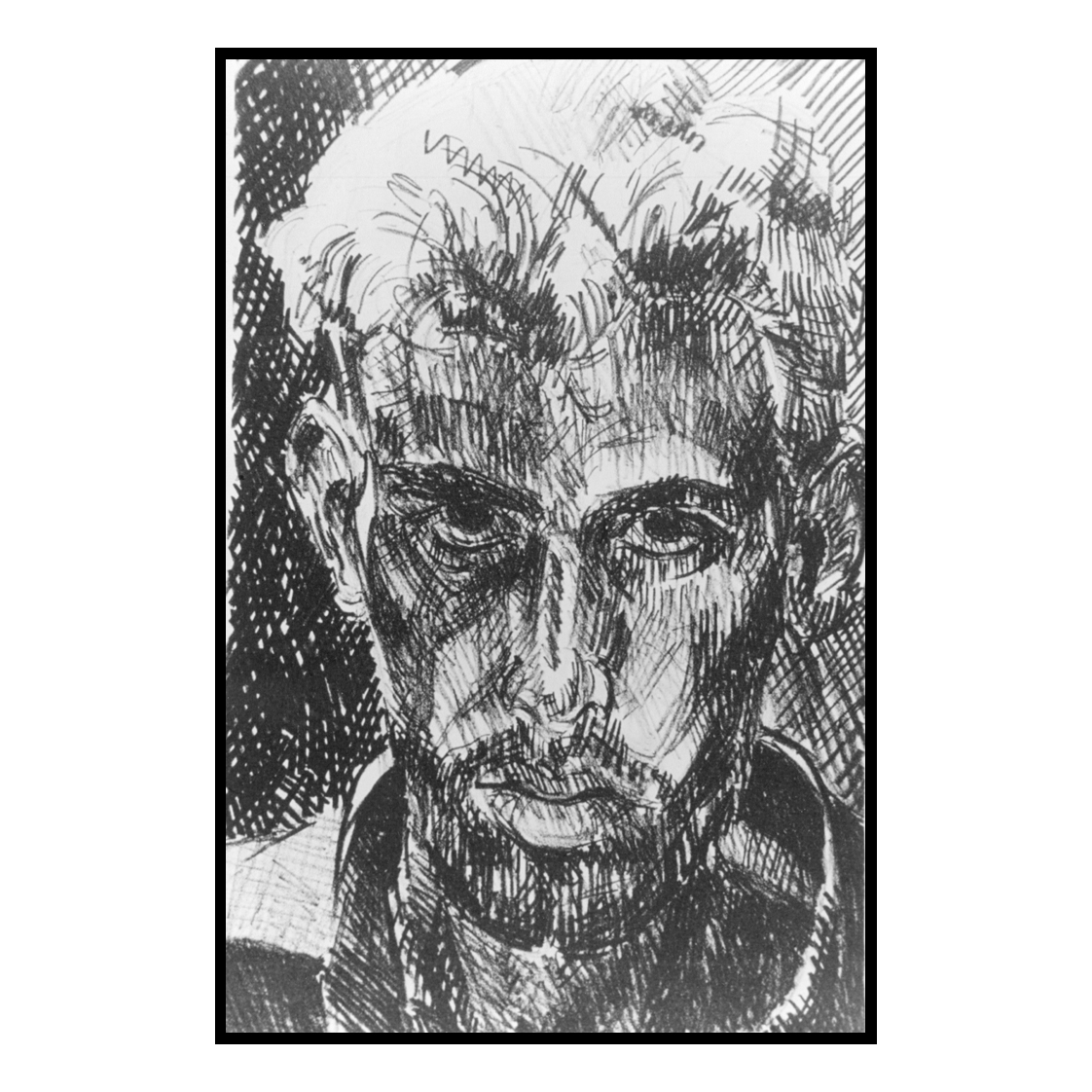 GordonMckennaA's tweet photo. "Self portrait" lithography print on paper. Approx 1998. I would have been 20 when I made this. We were using a metal plate. I'd still love to work with stone one day.
#lithographyprint #printmakingart  #selfportraiture #selfportraitartist #artjourney  #artistsubjectmatter https://t.co/xAsbGFjh2u