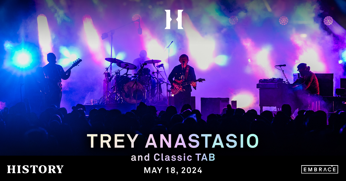 TONIGHT: Ranked as one of the greatest guitarists by Rolling Stone, @treyanastasio takes our stage with special guest Classic TAB 🎸 Set times: Doors - 6:30pm Trey Anastasio - 7:30pm *all times are subject to change *must be 19+ with valid ID to attend Enjoy the show!