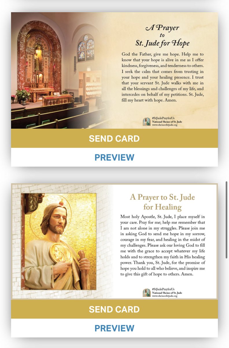 Know someone who is in need of a little pick me up? Send them one of our thoughtful ePrayer Cards to let them know that you are thinking of them: bit.ly/sendprayercards

-

#stjude #stjudeprayforus #catholic #email #saint #prayercard #catholic