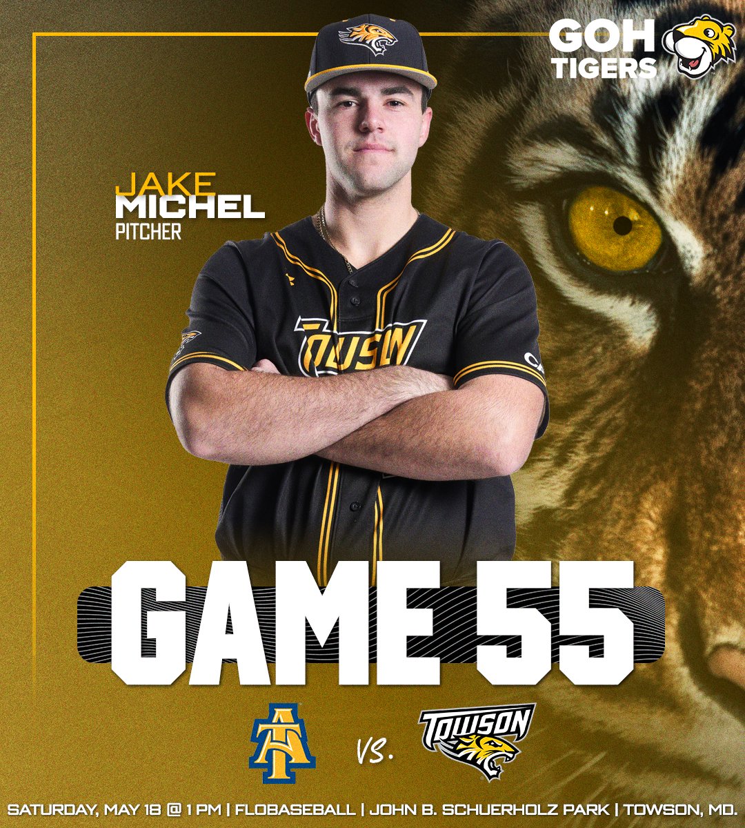 It all comes down to this. 🆚 North Carolina A&T 🕒 5/18 | 1 p.m. 🏟️ John B. Schuerholz Park | Towson, Md. 📊 stats.statbroadcast.com/broadcast/?id=… 📺 bit.ly/3YTm3Kp #GohTigers