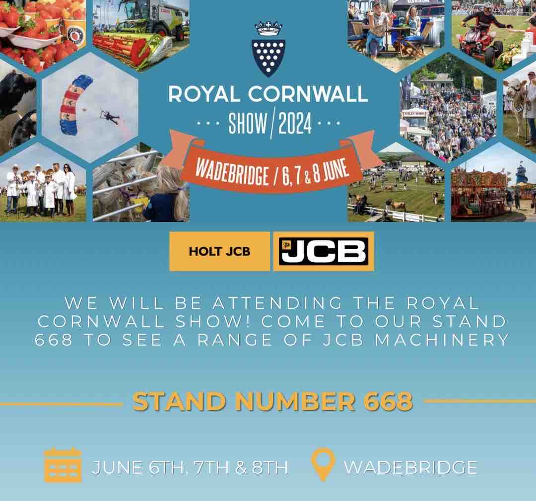 We will be attending the Royal Cornwall Show, where we will be showcasing a range of JCB machinery on stand number 668! More information coming soon…

#HoltJCB #JCB #JCBmachines #royalcornwallshow #construction #constructionindustry  #cornwall