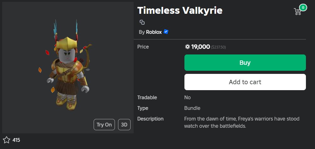 🎊 TIMELESS VALKYRIE GIVEAWAY 🎊 Rules: 1) Follow @BricksBree & @PixelVerseInc_ 2) Like & repost 💞♻️ 3) Join this group: roblox.com/groups/1069915… 4) Comment 'VALK' GIVEAWAY ENDS ON 2ND OF JULY ‼️ #Roblox #RobloxClassic #RobloxDev