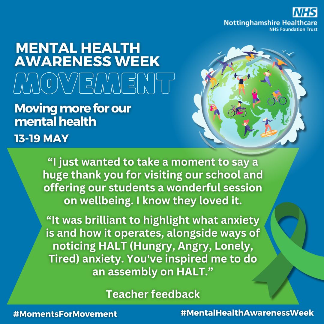 Trainee Education Mental Health Practitioners, Bassetlaw Mental Health Support Team, received fab feedback after talking with local school students on wellbeing & HALT (Hungry, Angry, Lonely, Tired) anxiety, inspiring teachers to deliver more assemblies on the subject. #mhaw2024