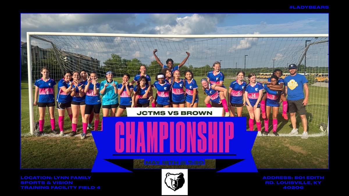 ‼️GAMEDAY‼️💙🐻⚽️💛 Come out and support these young ladies! #ladybears #brownschool #soccerlife #championship