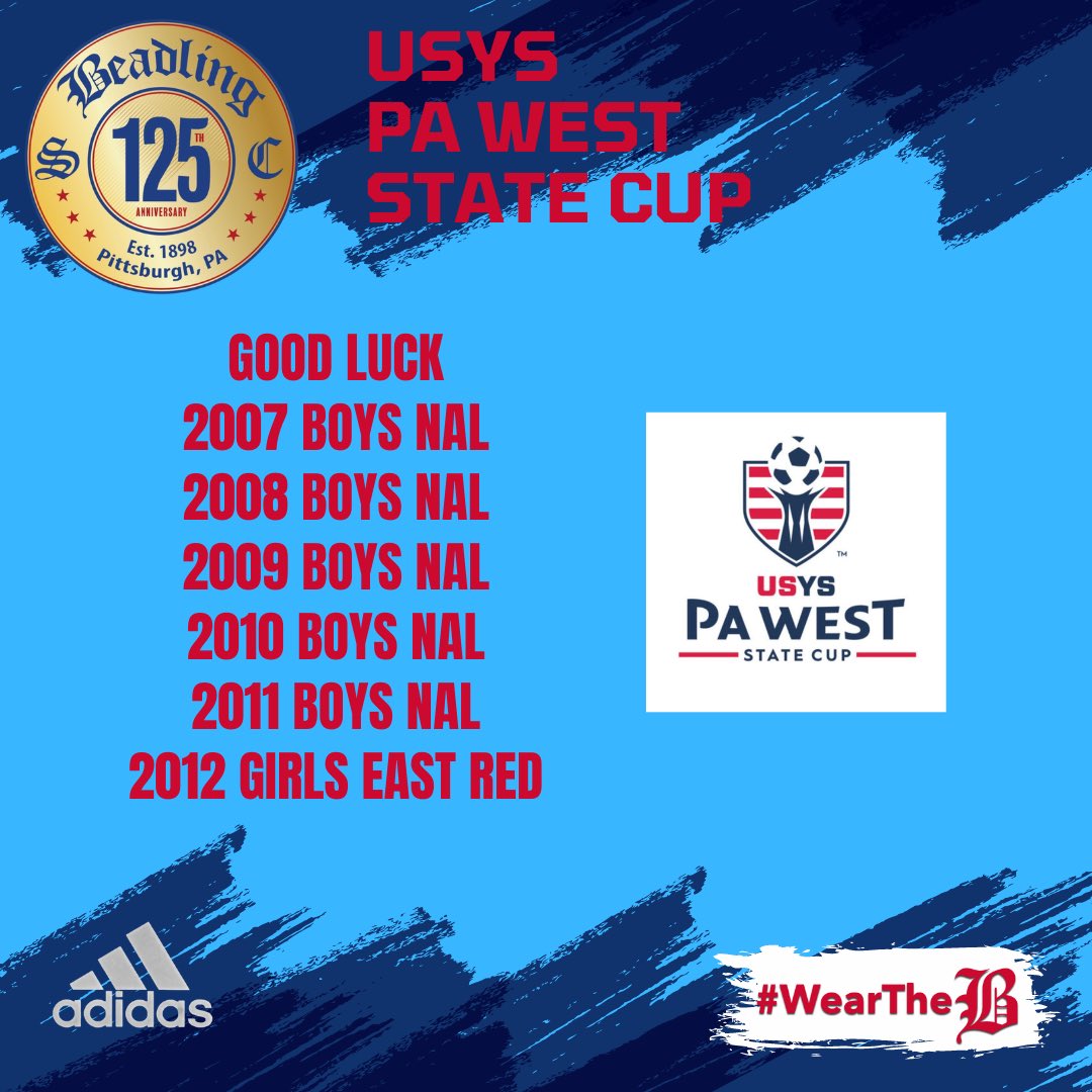 Good luck to our NAL Boys teams and 2012 Girls East Red team as they compete today in the USYS PA WEST State Cup #WearTheB