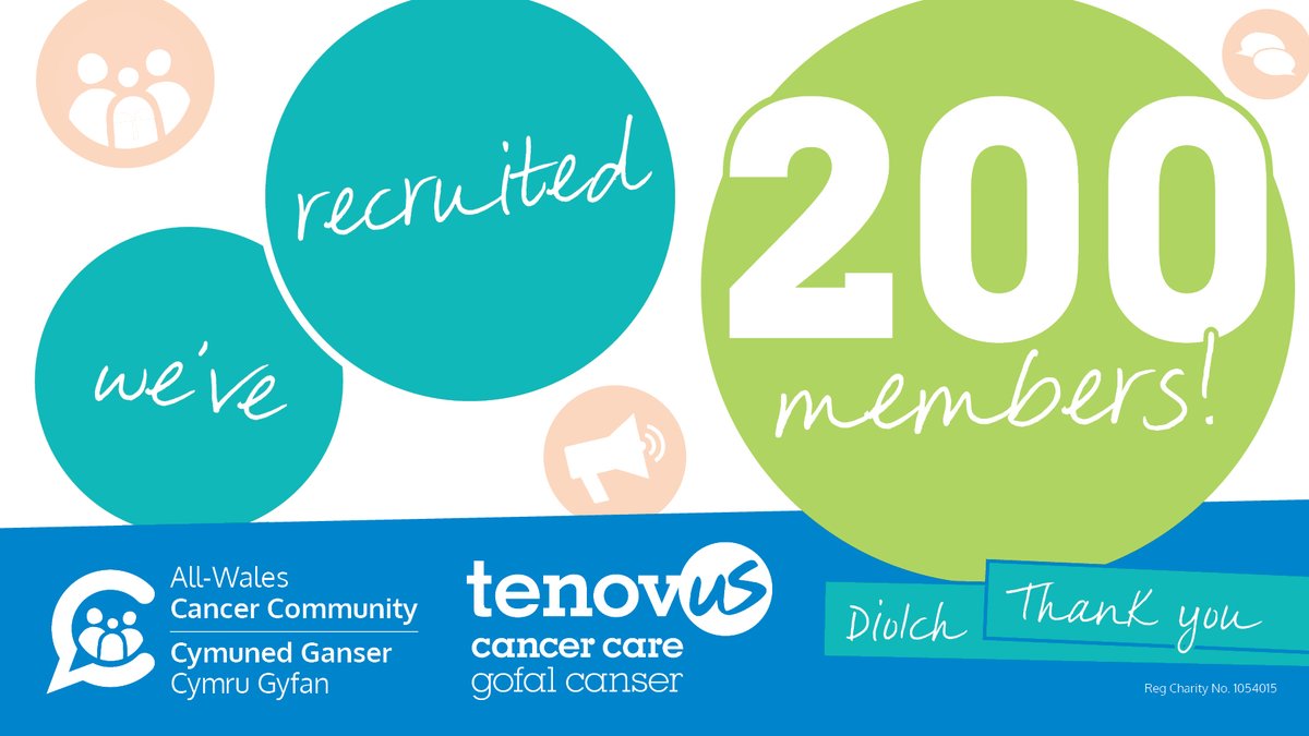 We're very proud to announce that the AWCC has now officially reached 200 members! 🎉 If you'd like to join us and become a member of the All-Wales Cancer Community, follow the link - tenovuscancercare.org.uk/joinourawcc