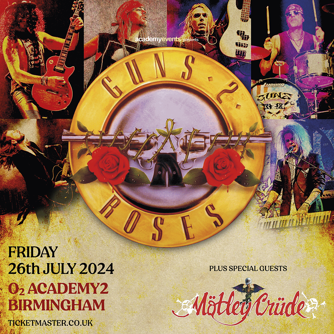 A double whammy of glam rockin' goodness awaits! Friday 26 July we're joined by @guns2rosesuk and #MotleyCrude. Grab your tickets here - amg-venues.com/AyNQ50RJCsl