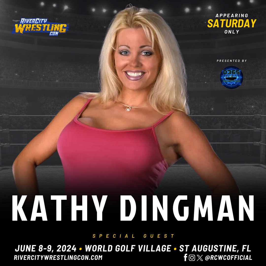 Kathy Dingman will joins #RCWC Saturday Only, thanks to @damage365Radio! 🎉 Get your tickets and more info through rivercitywrestlingcon.com/tickets. #Jacksonville