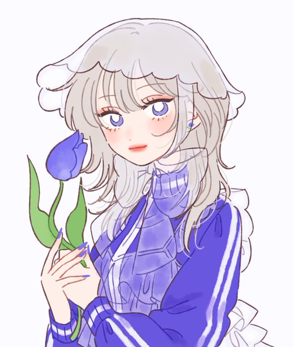 「holding purple flower」 illustration images(Latest)