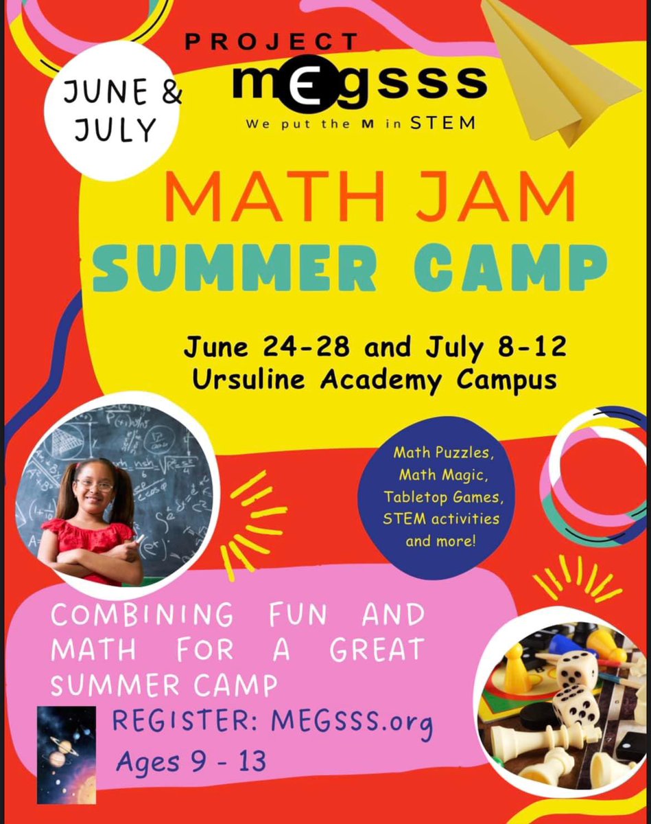 ProjectMEGSSS's tweet image. You still have a chance to sign up for #summercamp #mathjam 🎉