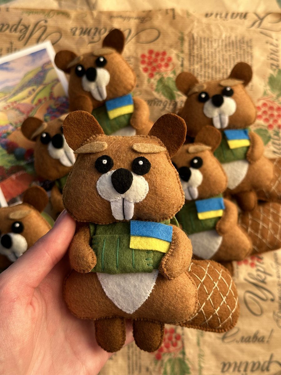Hello, my name is Kateryna, I am from Ukraine. Meet the adorable handmade beavers! 🦫✨They will be a great gift for your loved ones or a decoration for your home. Each beaver is wearing a small vest with the Ukrainian flag, which makes them even more special! Worldwide delivery